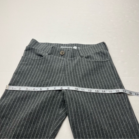 Betabrand Grey Gray Striped Straight Leg Pant Stretch Women Small Petite Pull-on - Picture 5 of 12